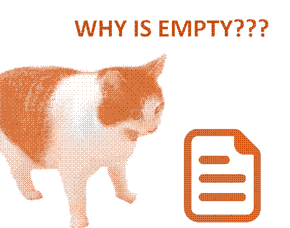 a cat with its mouth and eyes wide open as if screaming at a "new document" icon with the word "WHY IS EMPTY???" displayed along the top of the image
